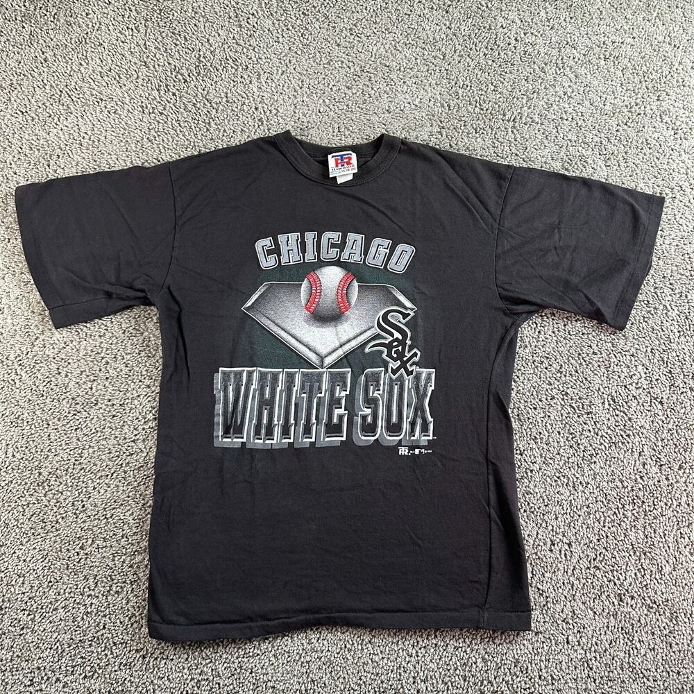 VINTAGE Chicago White Sox Shirt Boys Extra Large Black White 1994 Team Rated *